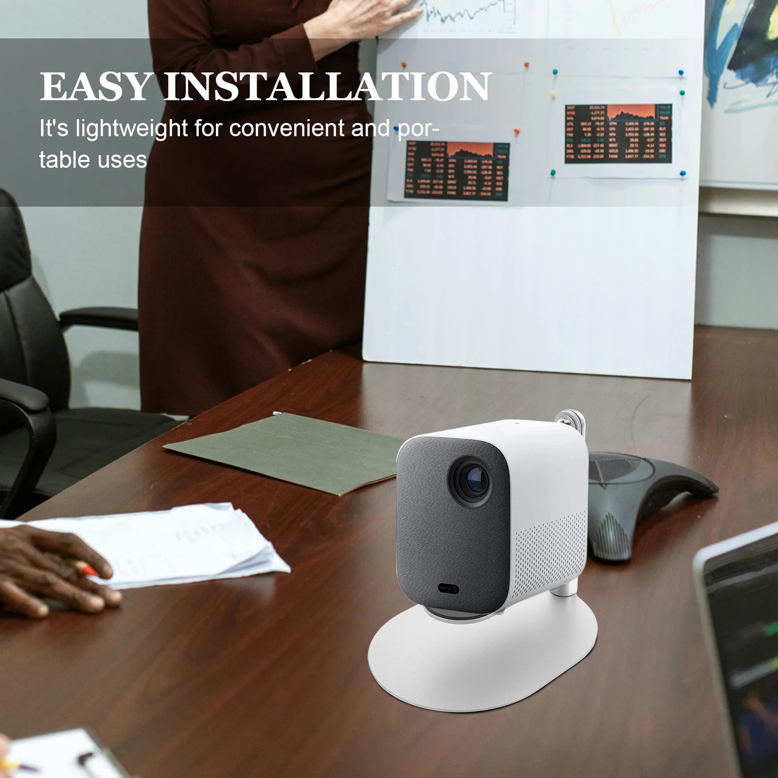 حامل جهاز عرض قابل للدوران لسطح المكتب 360 درجة قابل للتعديل ودعم قوي للمكتب والمنزل ورف جهاز عرض الطاولة