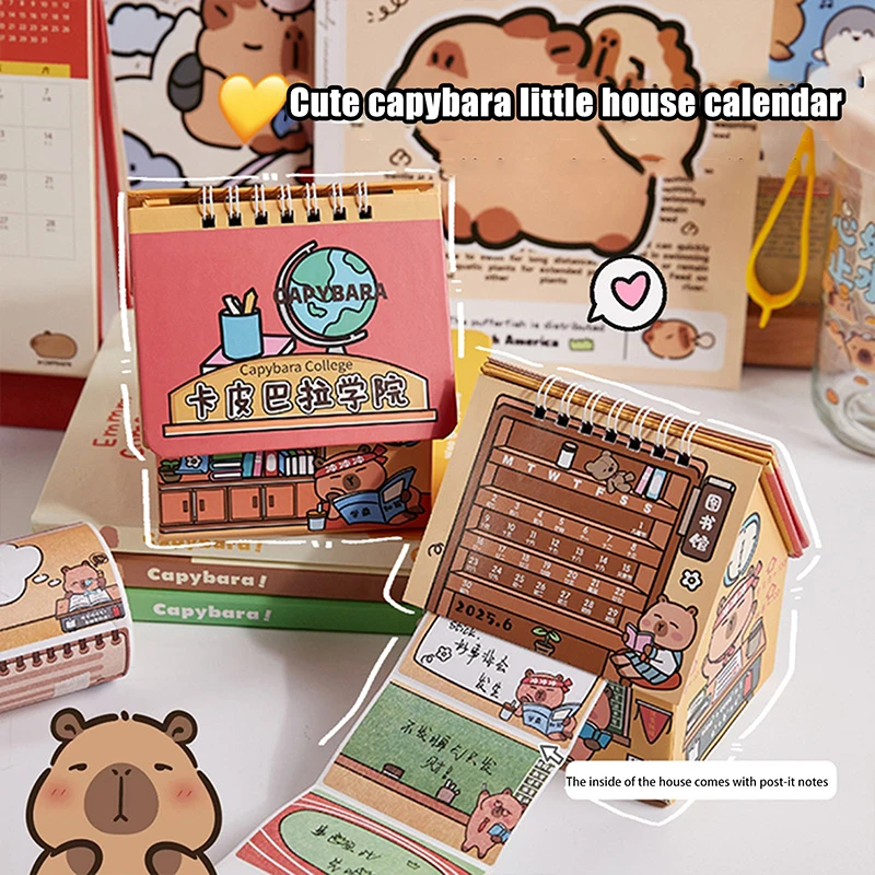 Cartoon Kawaii Capybara Desk Calendar Cute Diary Weekly Planner Fashion Creative Desktop Small Ornament School Supplies Gifts