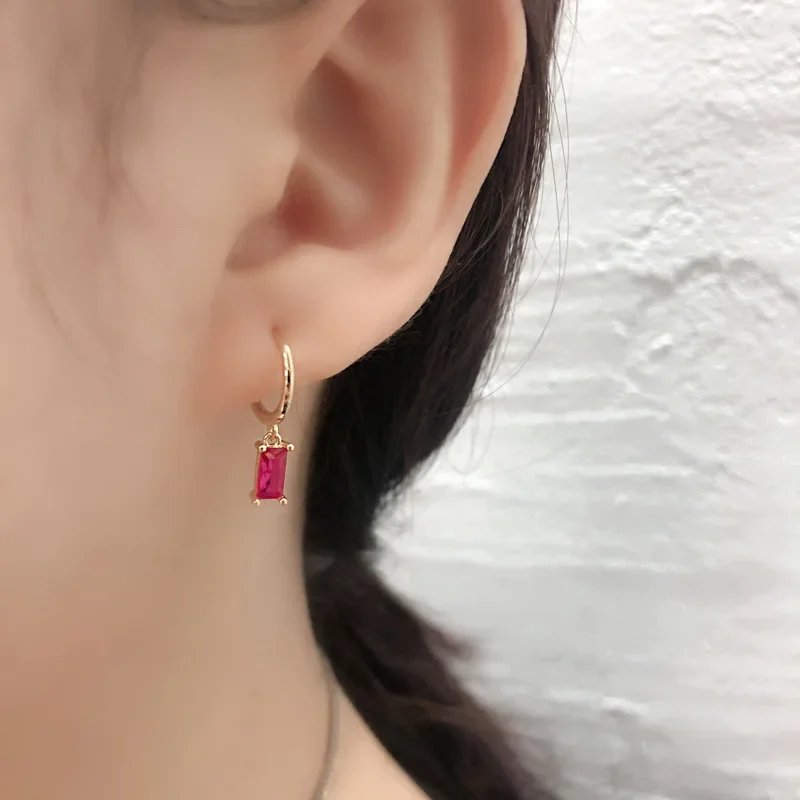 Color Pendiente Geometric Square Rainbow Drop Hoop Earrings for Women Party Youth Jewelry Birthday Gift Accessories 2024 Trend