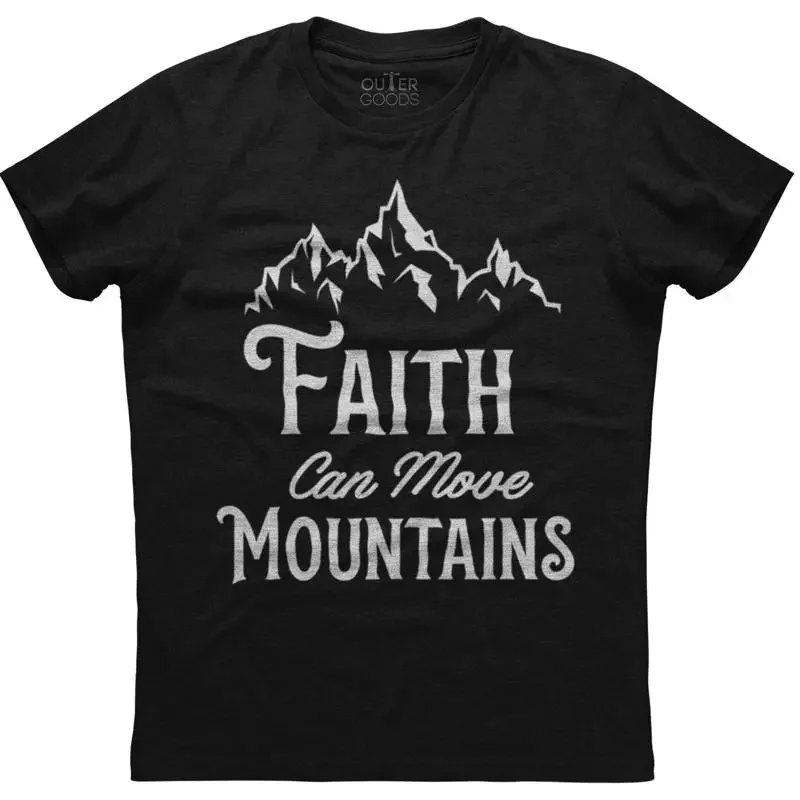 Camiseta negra de algodón para hombre, nueva, religiosa, cristiana, Faith Can Move Mountains