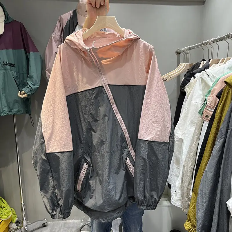 

Summer Loose Fit Slant Zipper Sun Protection Jacket