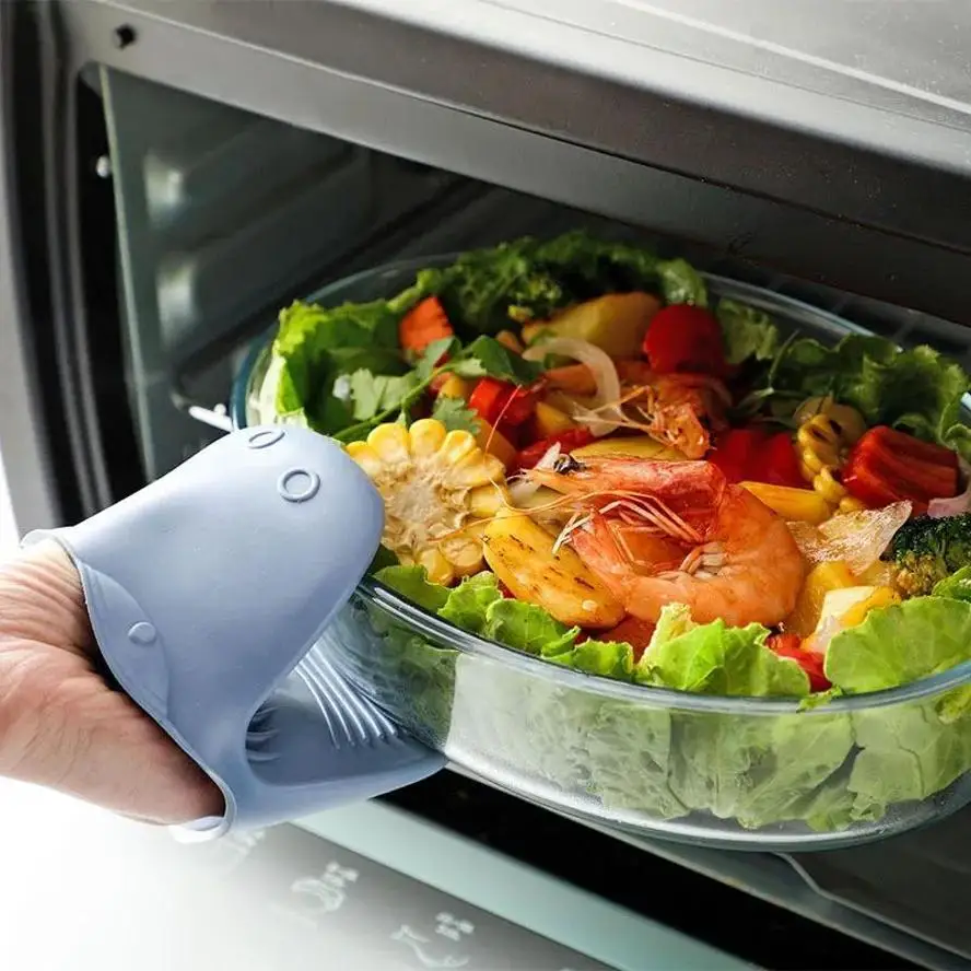 1 Pcs Cute High Temperature Resistant Cartoon Hippo Shape Thick Silicone Hand Clip Oven Microwave Oven Special Anti-scald Gloves