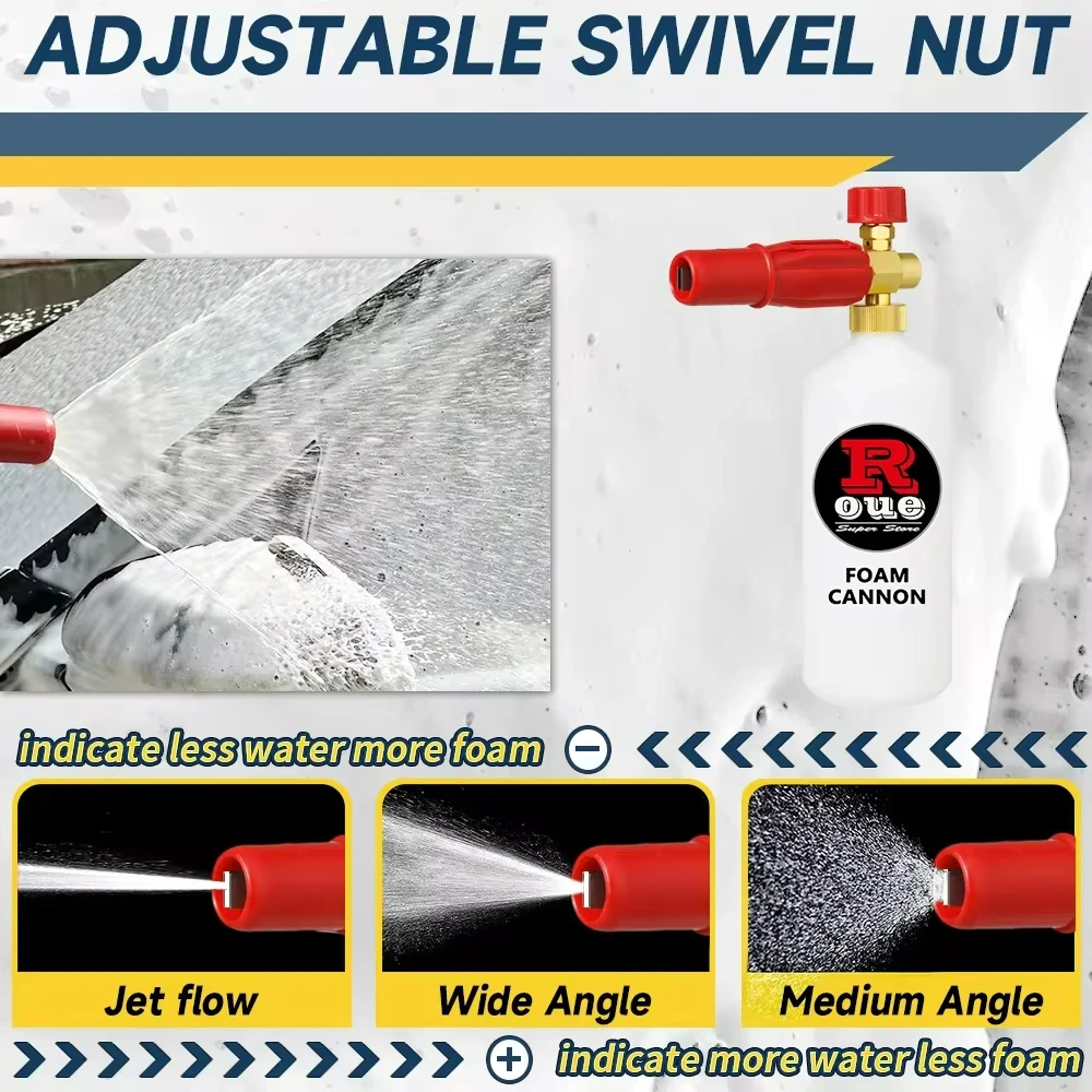 Kit de lanza de espuma para nieve, accesorio de lavadora de coche de alta presión para Karcher Lavor Parkside Bosch Elitech Bort AR 1/4 Quick Connect