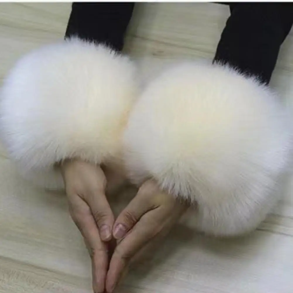 Plush Arm Sleeves Winter Warm Women Arm Warmer Faux Fur Elastic Wrist Slap On Cuffs Arm Warmer Fur Versatile Winter Arm-covers