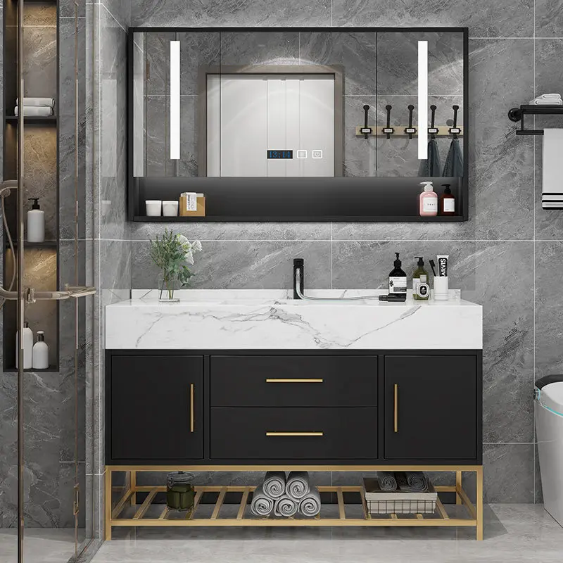 Compact Salon Bathroom Cabinet Nordic Luxury Organizer Storage Washbasin Funky Cosmetics Service Vestidores Salon Furniture