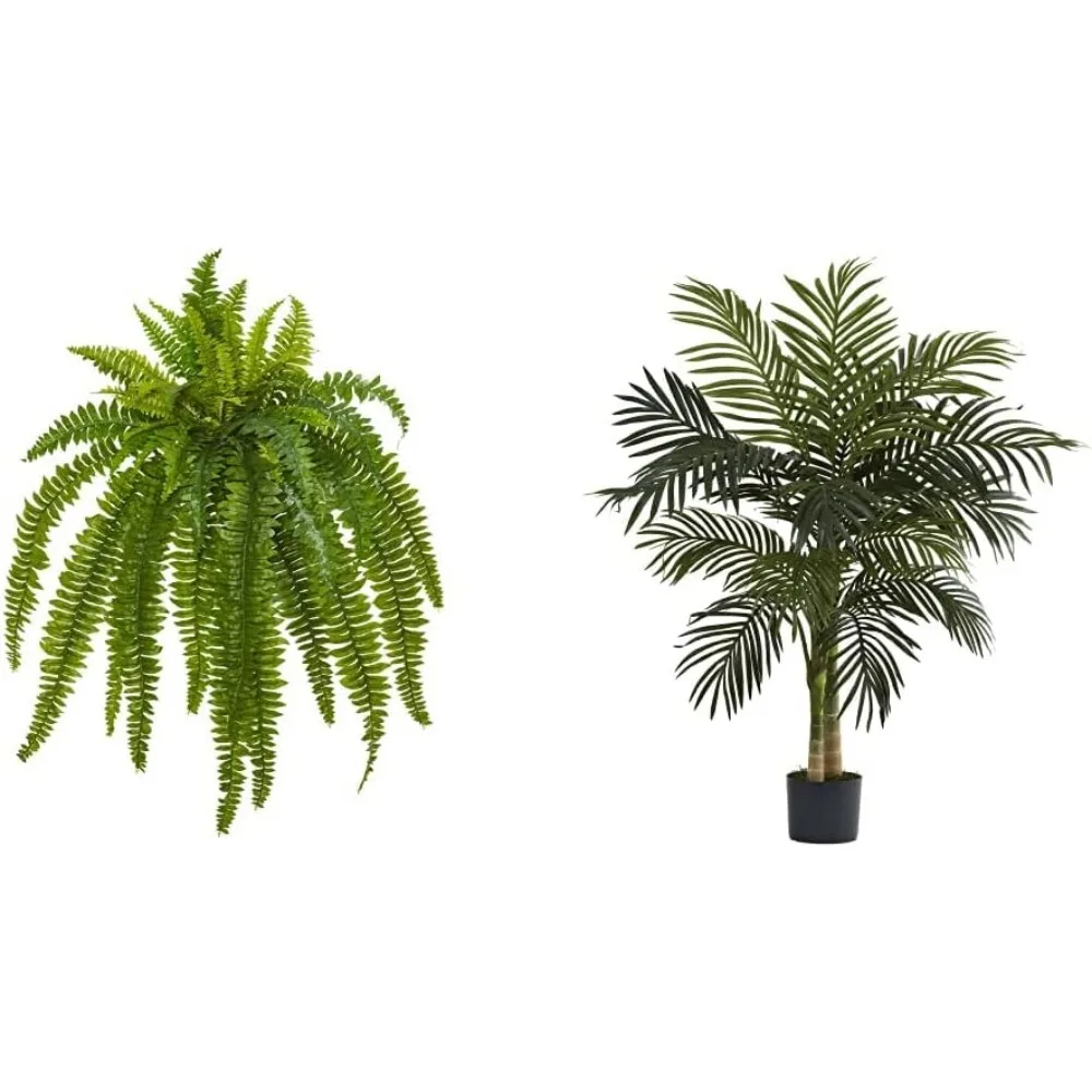 Nearly Natural 35” Boston Fern Artificial (Set of 2) Silk Plants Green