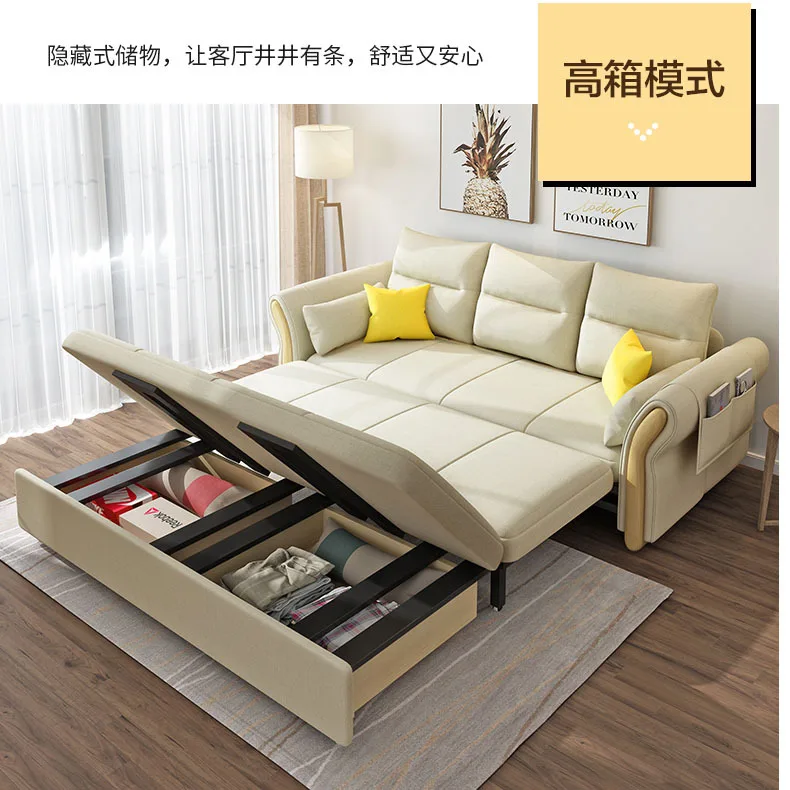 

Multifunctional foldable removable sofa bed dual-purpose simple modern fabric double small apartment retractable sofa bed