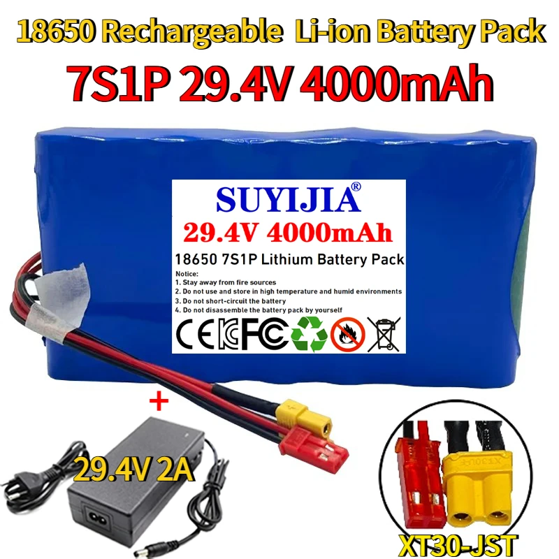 

29.4V 24V 18650 7S1P 4000mAh Li-ion Battery Pack with BMS,For Monitoring Speaker Small Electric Unicycle Rechargeable Battery