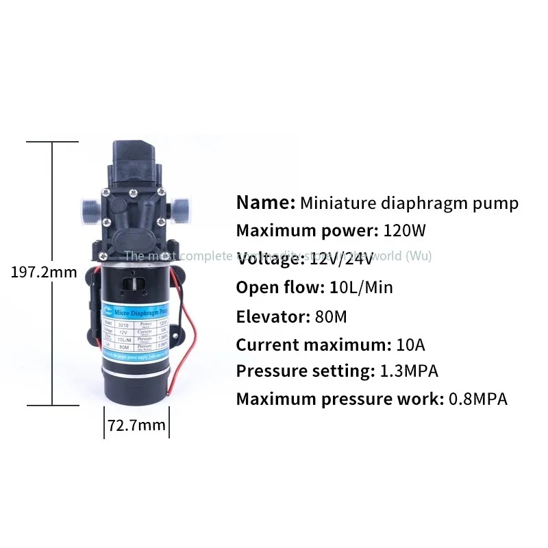 

12V 120W 130PSI 10L / Min Water High Pressure Diaphragm Self-priming Pump Sprayer Car Wash