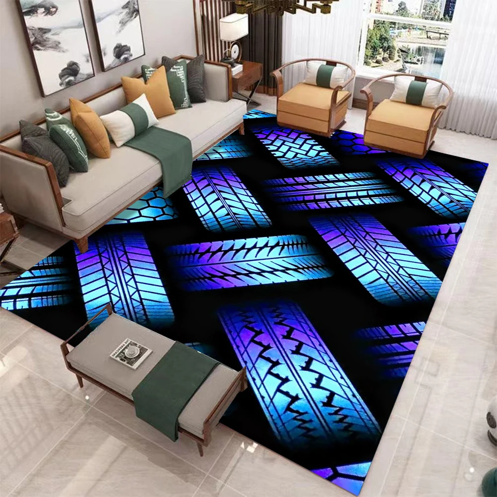 Tyres Pattern Rug Tyre Track Rug Man Cave Decor Teen Room Mat Office Mat Popular Model Rug Mechanic Rug
