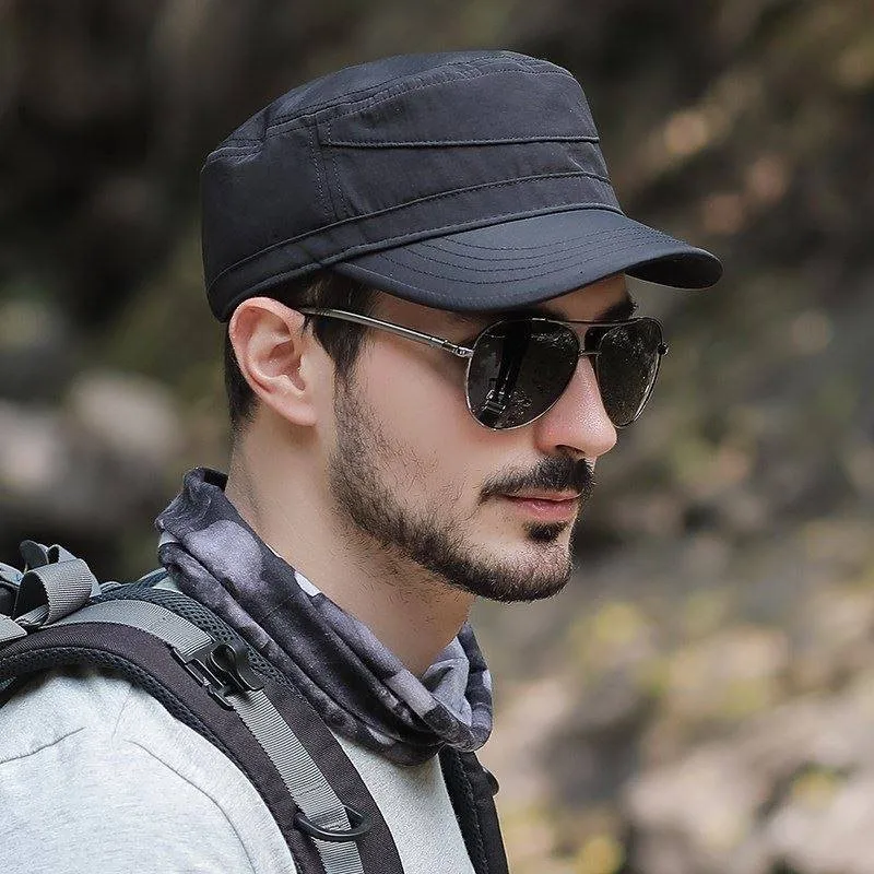 Men's Short Brim Cap Spring Autumn Summer Lightweight Climbing Hat Flat Top Duckbill Cap Middle-aged Men's Hat