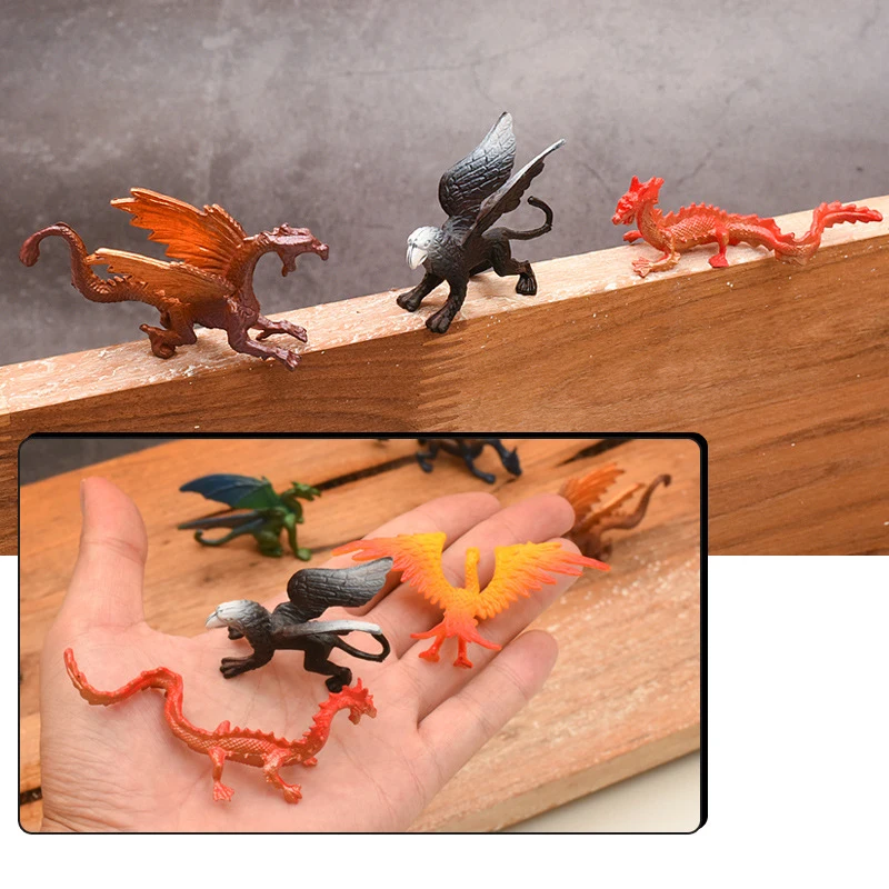 6Pcs/Set Flying Magic Dragon Phoenix Monsters Chinese Dinosaurs Animals Toy Action Figures Model PVC Collection Kids X-mas Gift