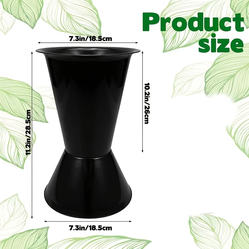 10Pcs Cone Plastic Flower Buckets with Base Floral Arrangement Container Bouquet Vase for Wedding Table Centerpiece Home Decor
