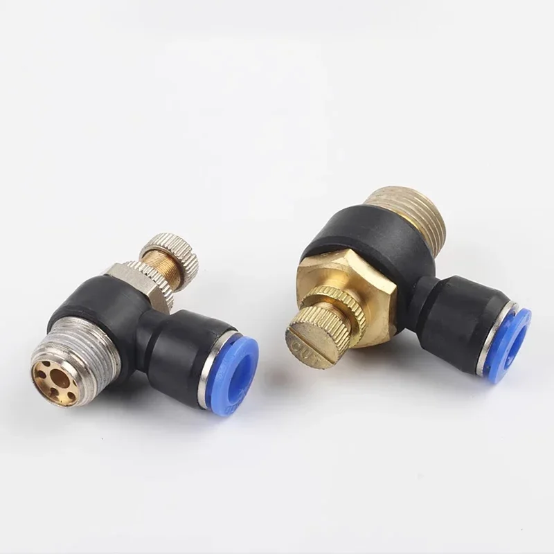 Conector neumático de conexión rápida SL 4 6 8 10 12mm M5 "1/8" 1/4 "3/8" 1/2 válvula reguladora de velocidad del aire válvula aceleradora