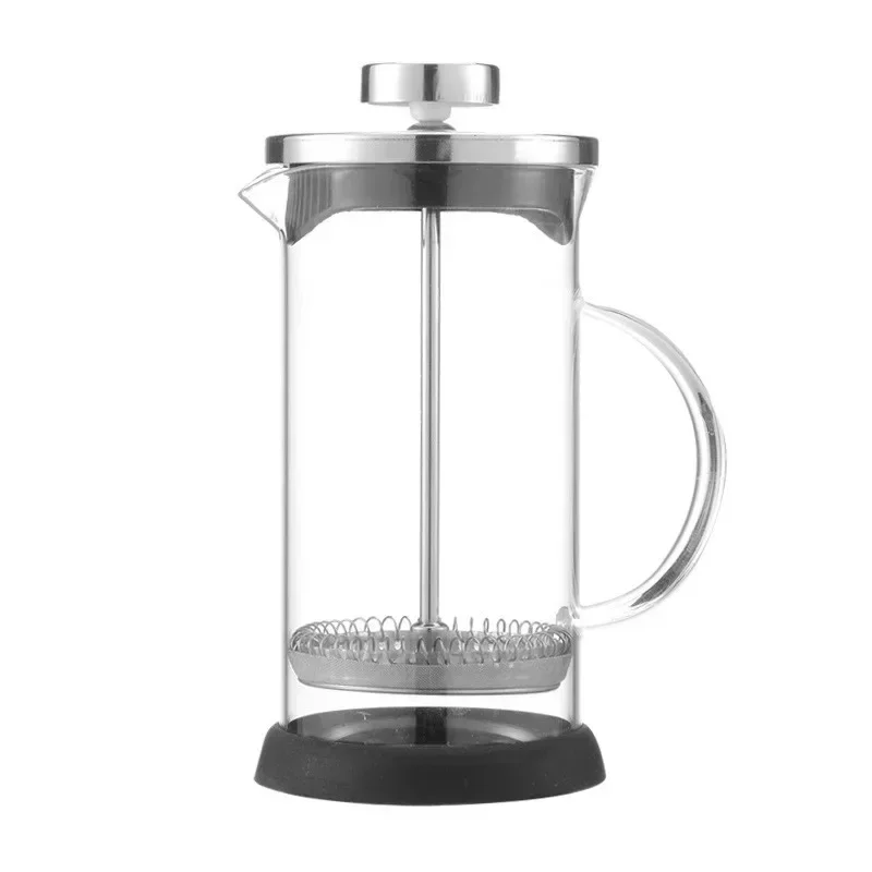 Cafetera de prensa francesa de 350-1000ml, cafetera de vidrio de acero inoxidable, tetera de vidrio de borosilicato resistente al calor, percolador de cafetería