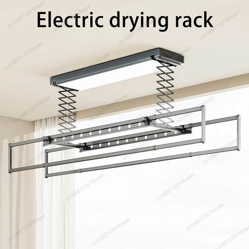 Indoor Balcony Embedded Ultra-thin Electric Remote Control Lifting Clothes Rack Intelligent Telescopic Folding Clothes Rack