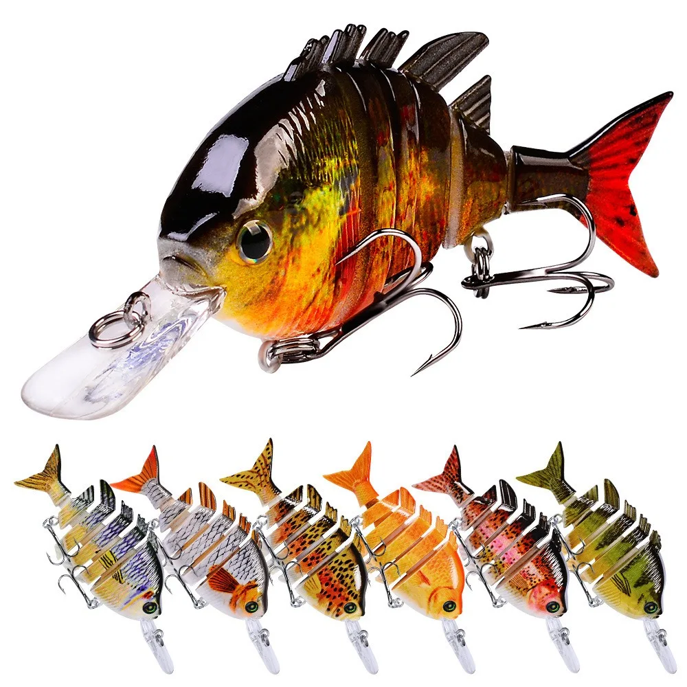 Multi Jointed Wobbler Fishing Lure 10cm 14g Artificial Hard Fishing Bait 6 Segments Bionic Long Tongue Tilapia Swimbait For Bass