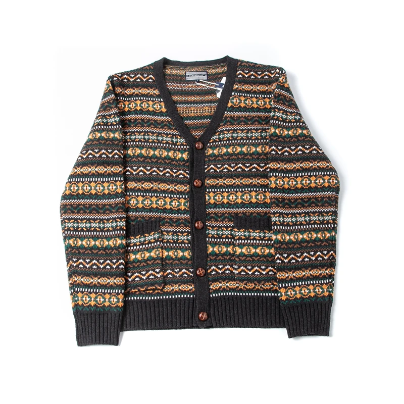 Men's V-ne Open Cardigan Sweater Wool Blend Knitted Patchwork Crt Autumn Winter Faion Outerwear Loose Fit Long Sve