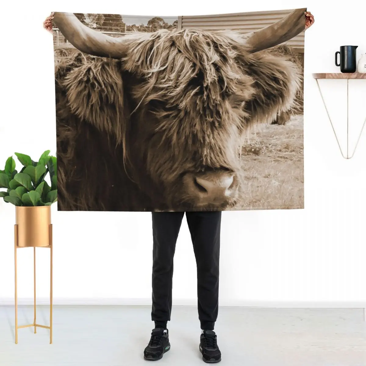 Highland Cow Throw Blanket couch cozy soft plush fuzzy picnic outdoor blanket