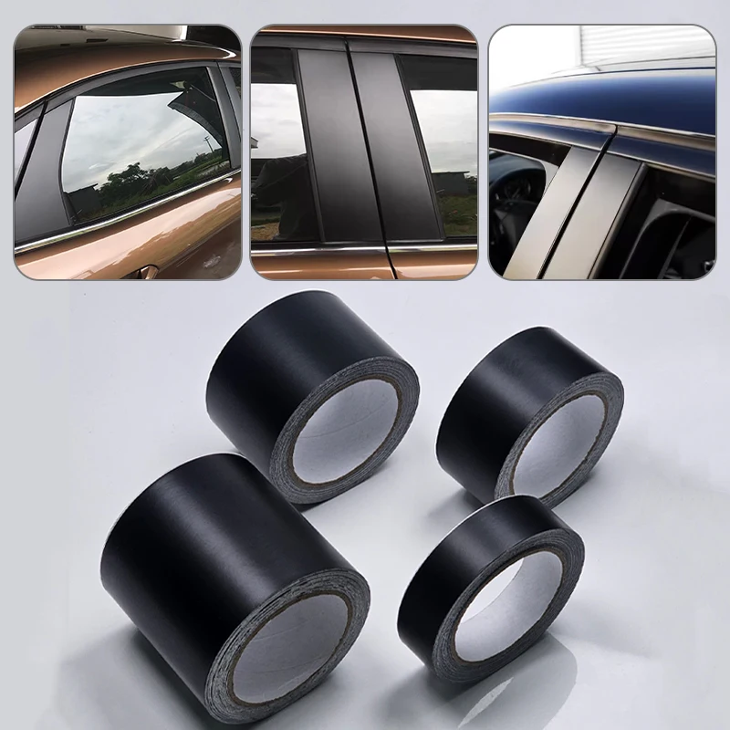 

3/5/7/10CM Black Matte Vinyl Tape Window Trim Film Chrome Delete Vinyl Wrap Roll For Car Pillar Hood Roof Vehicle Stickers Auto