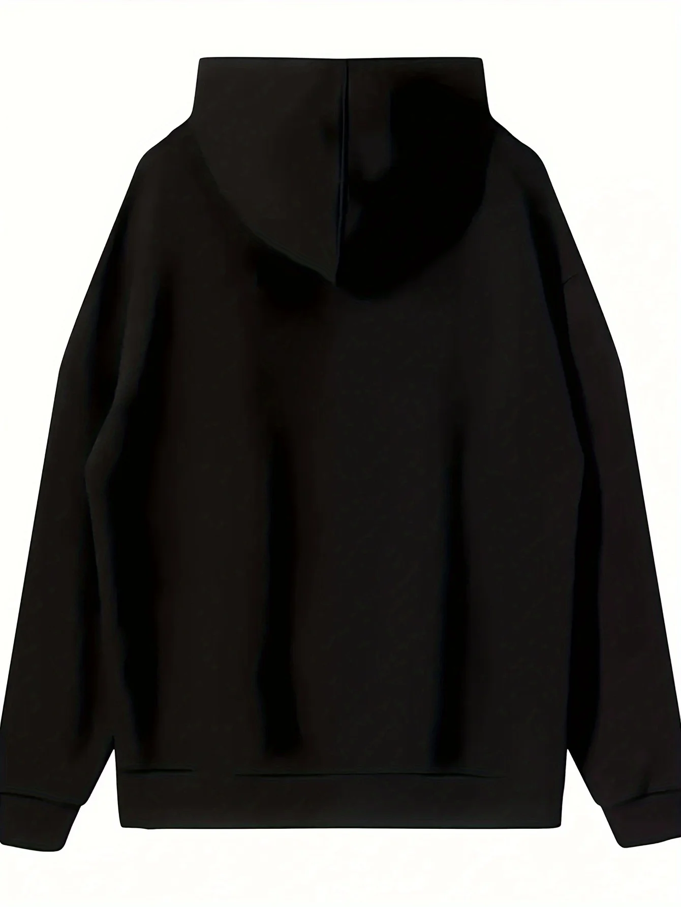 Minimalist letter pattern, vertically stitched letter print drawstring pocket hip-hop sport casual pullover hooded sweater