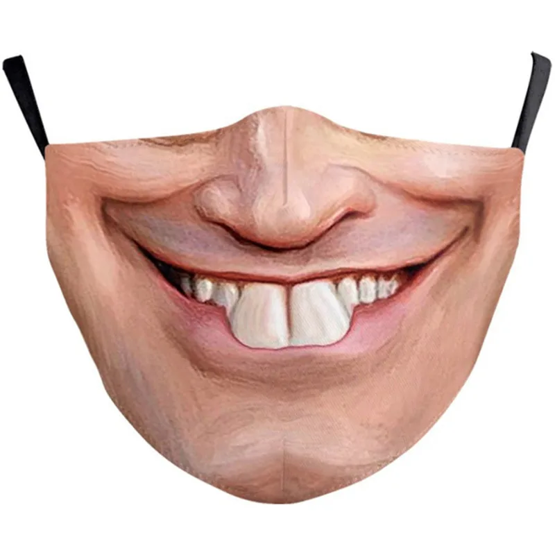 Smile Print Mask With Pocket Unisex Funny 3d Masks For Women Adult Face Scarf Adult Protec Mouthmask Outdoor Party Cosplay Mask