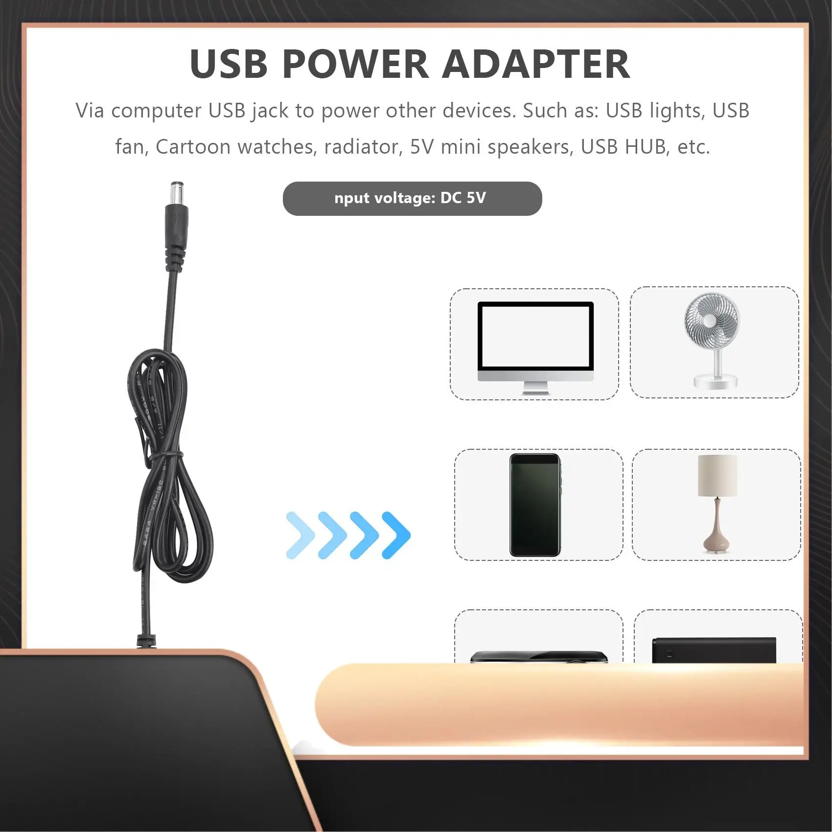 

USB DC 5V to DC 12V 2.1Mm X 5.5Mm Module Converter DC Barrel Male Connector Jack Кабель питания, кабель USB-DC -1M (5V to DC