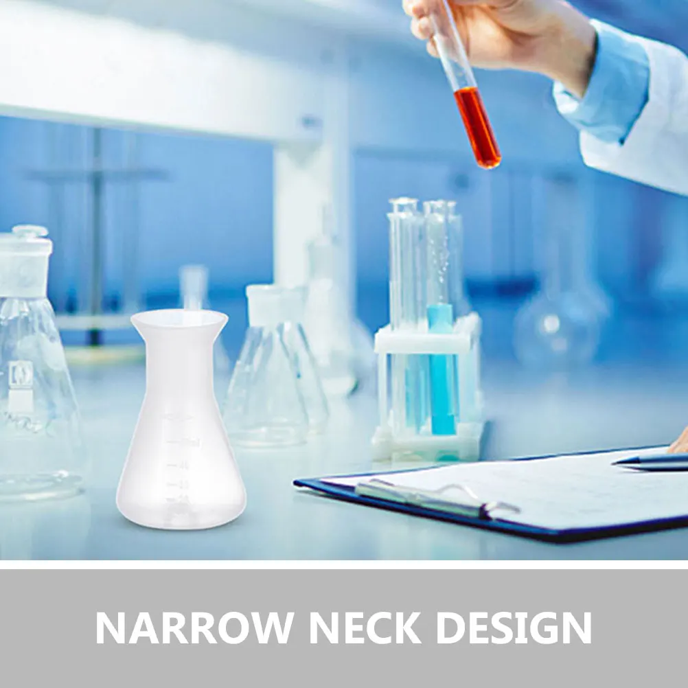 

8 Pcs Conical Flask Set 50ml Narrow Neck Plastic Laboratory Erlenmeyer for Experiment Chemistry Reusable Graduated Teaching
