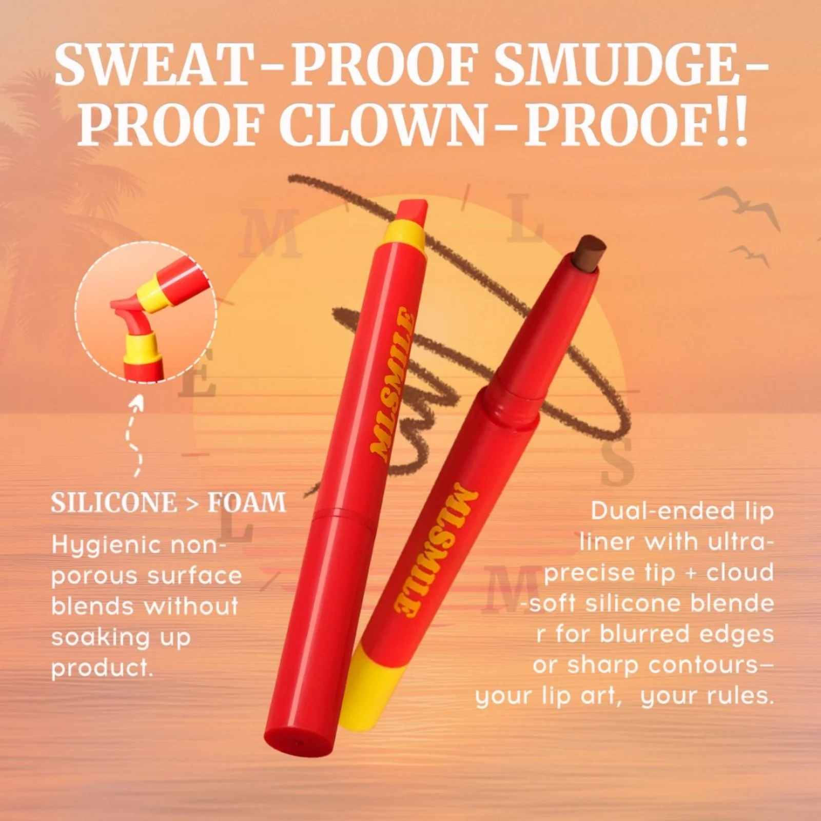 Penna automatica per labbra setosa 2In1 Pennello in silicone a doppia testa Lipliner Rossetto Impermeabile a lunga durata A prova di sudore A prova di sbavature