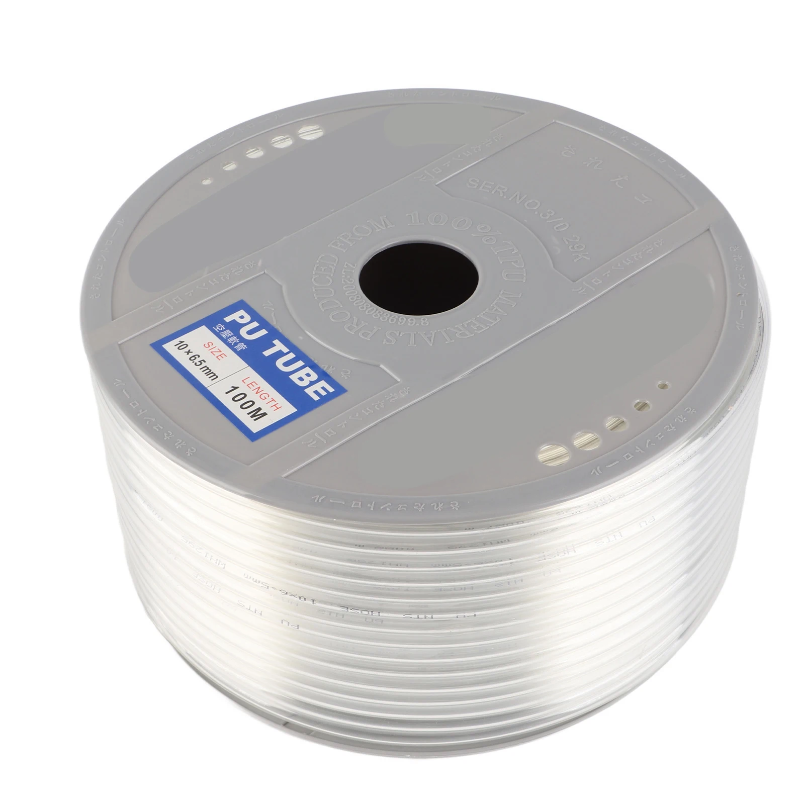 خرطوم هواء بطول 100 متر PU 10 مللي متر OD 6.5 مللي متر ID بكرة أنابيب هوائية شفافة لخط أدوات هوائية لضاغط الهواء