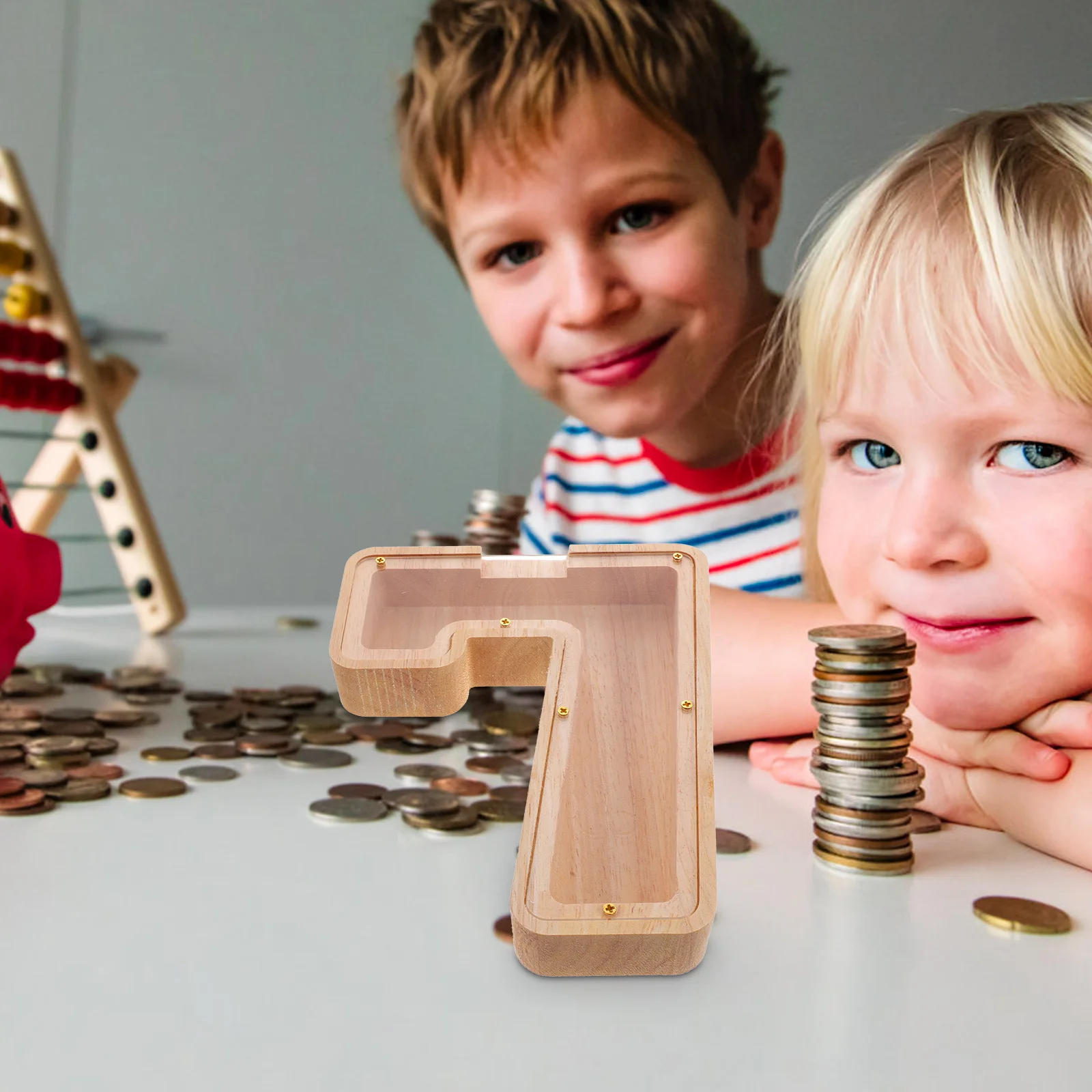 Digital Wooden Piggy Bank Unbreakable Money Jar for Children's Room Decor Teaching Savings Habit Portable Desktop Coin Storage