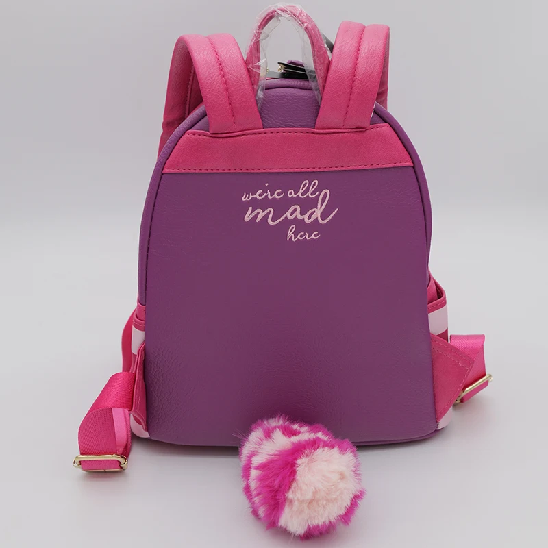 ดิสนีย์ อลิซในแดนมหัศจรรย์ แมวเชสเชียร์ หน้ายิ้ม ลายหนัง PU กระเป๋าเป้สะพายหลังผู้หญิง กระเป๋าเป้สะพายหลังขนาดเล็ก