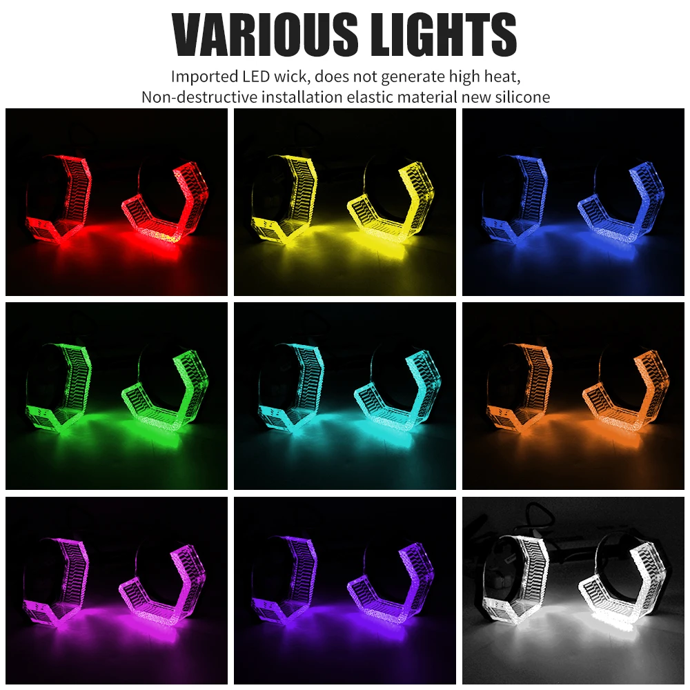 2.5/3 Inch LED Angel Eyes Bi Xenon Projector Lenses Car Angel Eye Halo Ring Shrouds DRL LED Headlights Car Light Accessories