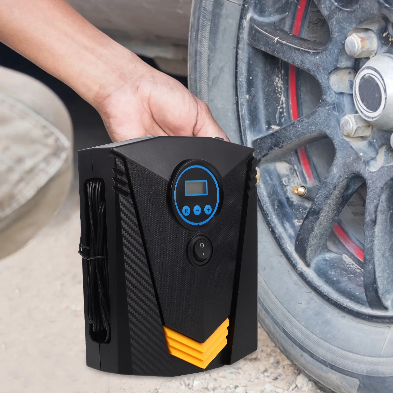 Handheld Tire Inflator Compact Air Compressor Portable Electric Vehicle Pump Digital Pressure Display Quick Inflate Car