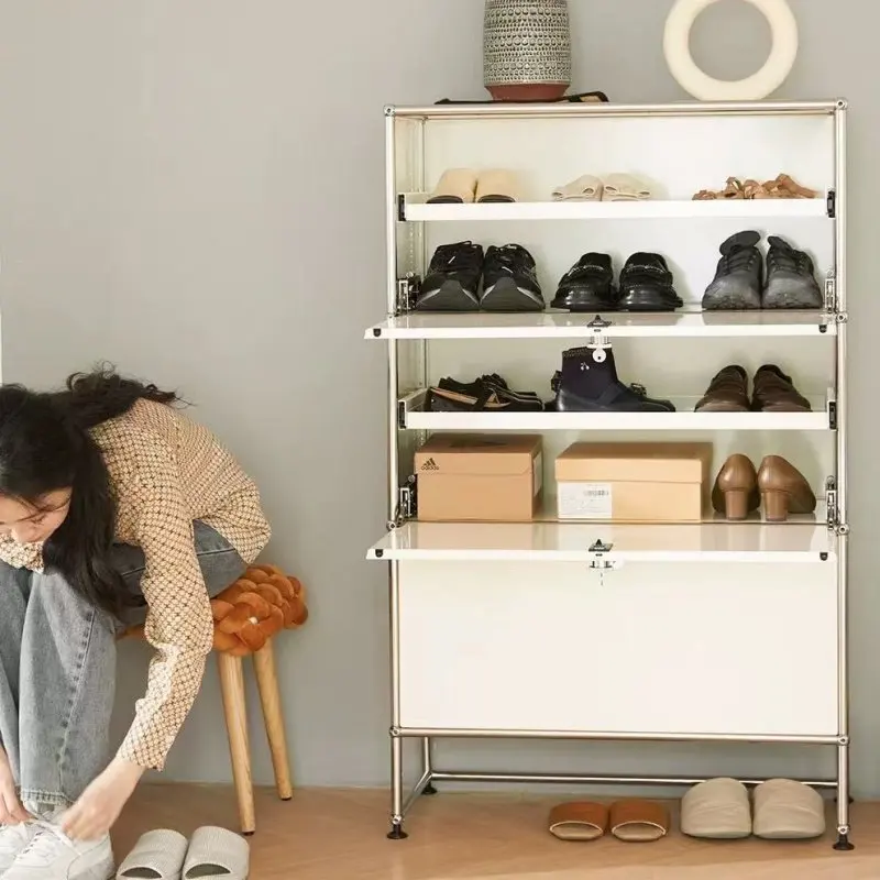 Stainless steel shoe cabinet entrance living room module combination