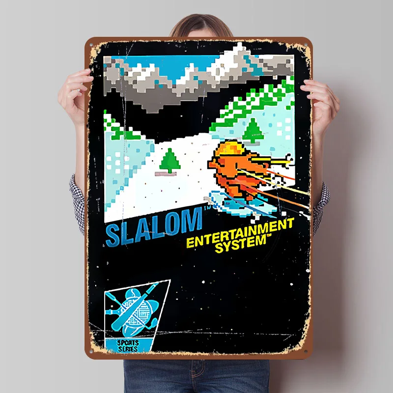 Concept Game Slalom Cartridge Tin Poster Customized Retro Wall Art Vintage Metal Signs for Room Office Decor Bedroom Decoration