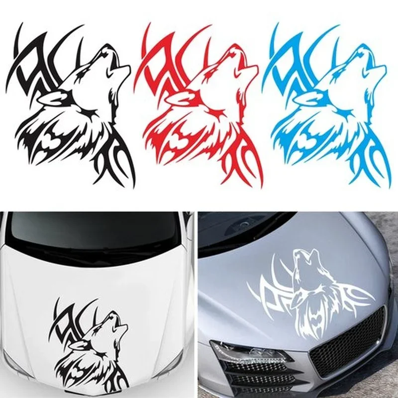 Durable Car Hood Howling Wolf Decal Delicate Car Decal