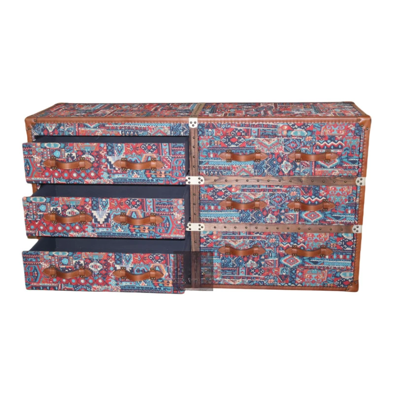 European retro drawer cabinet American cowhide