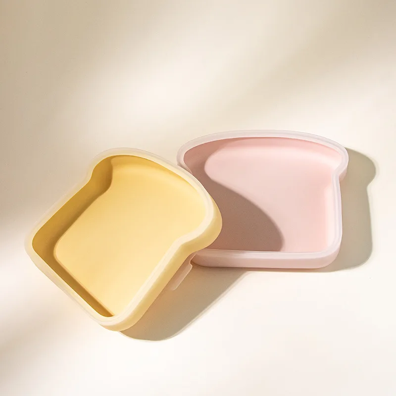 Creative Silica gel Plate Toast Shape Solid Color Flat  Silica gel Tableware Breakfast Bread Vegetable Salad Fruit Plates