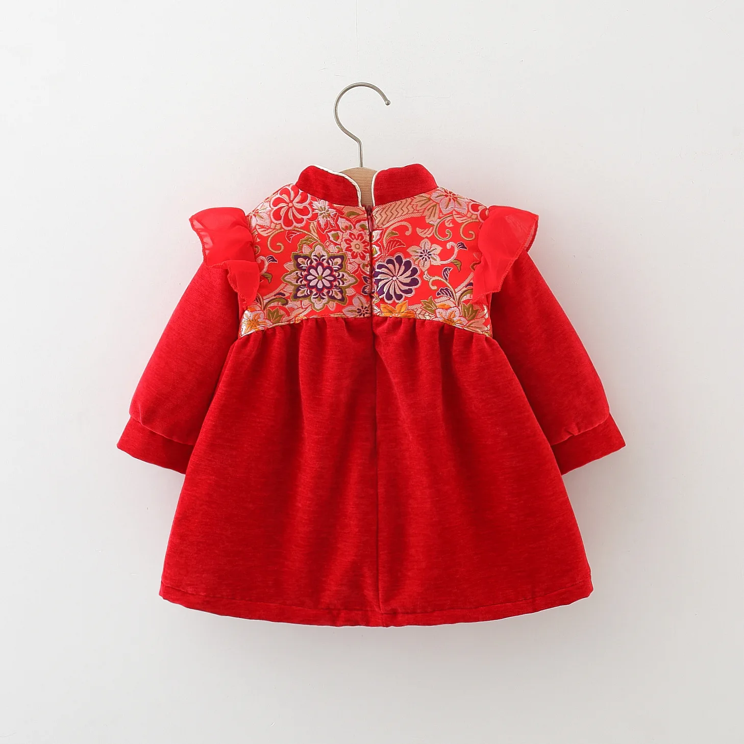 2Pcs Baby Girl Dresses Winter Girls Chinese Style Cheongsam Dresses Girls Embroidered Tang Dresses One Year Old Dress