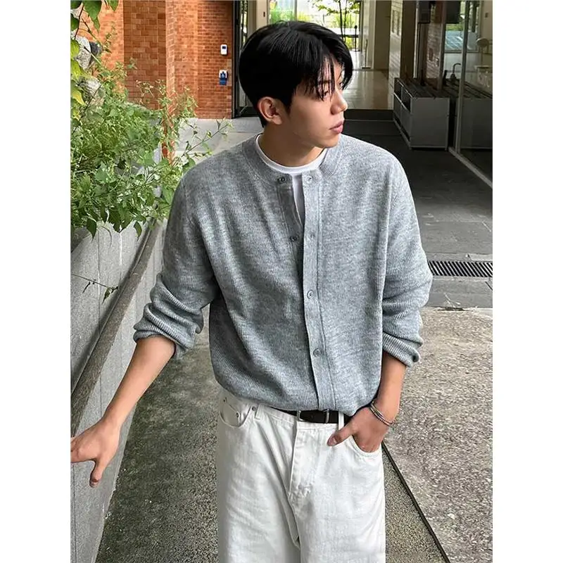 

Laid-ba Sle Open Cardigan Sweater Men Women Autumn Winter Simple Casual Loose Korean Trend Base Knitted Outerwear