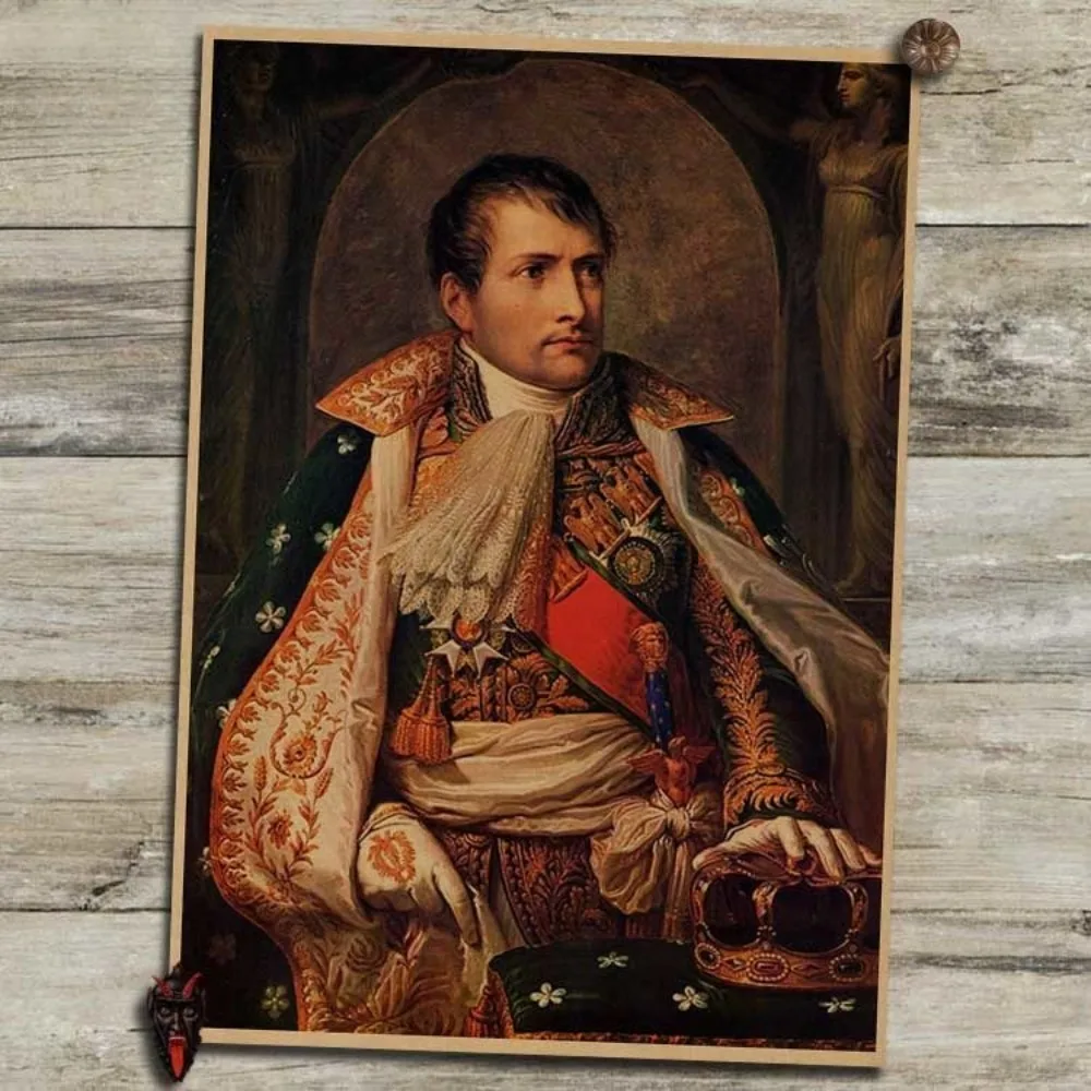 New Portrait of Napoleon, French Military Strategist, Retro Kraft Paper Poster, Decorative Painting, Frame Mural