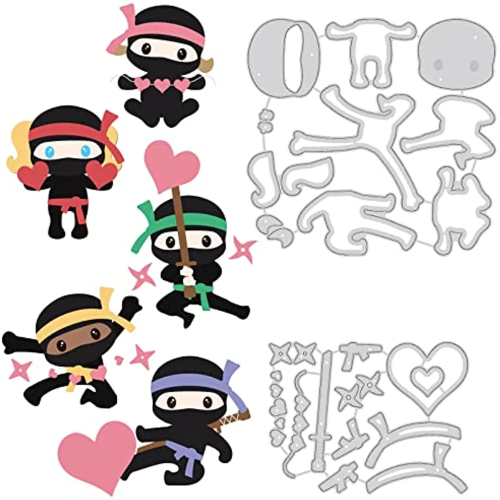 

2 Styles Valentine's Day Ninja Cutting Dies Human Heart Pattern Metal Die Cuts Stencils for DIY Scrapbooking Photo Album Decor