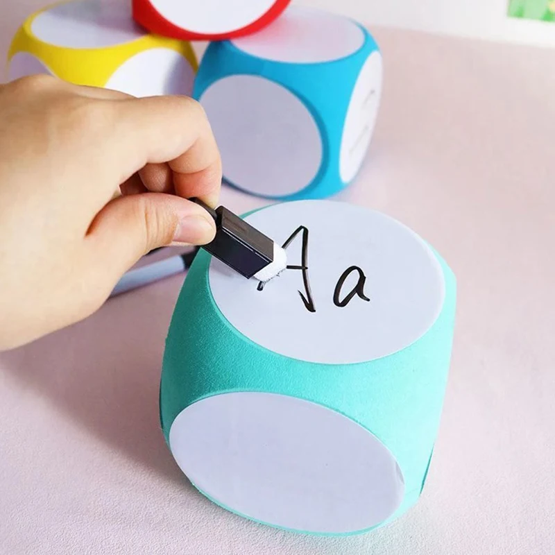 1PC Multi-Purpose Educational Dice Multi-Color Dice Cubes Blank Erasable Educational Utensils Erasable Cubes