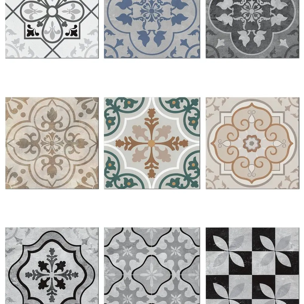 Self Adhesive Geometric Floor Stickers PVC Tiles Moisture Proof For Meiji Kitchen Bathroom Interior Decor Mat