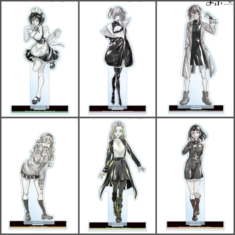 Black & White Sketch Style Anime CALL OF THE NIGHT Acrylic Stand Cartoon Peripheral Product Figure Desk Display Collectible Gift