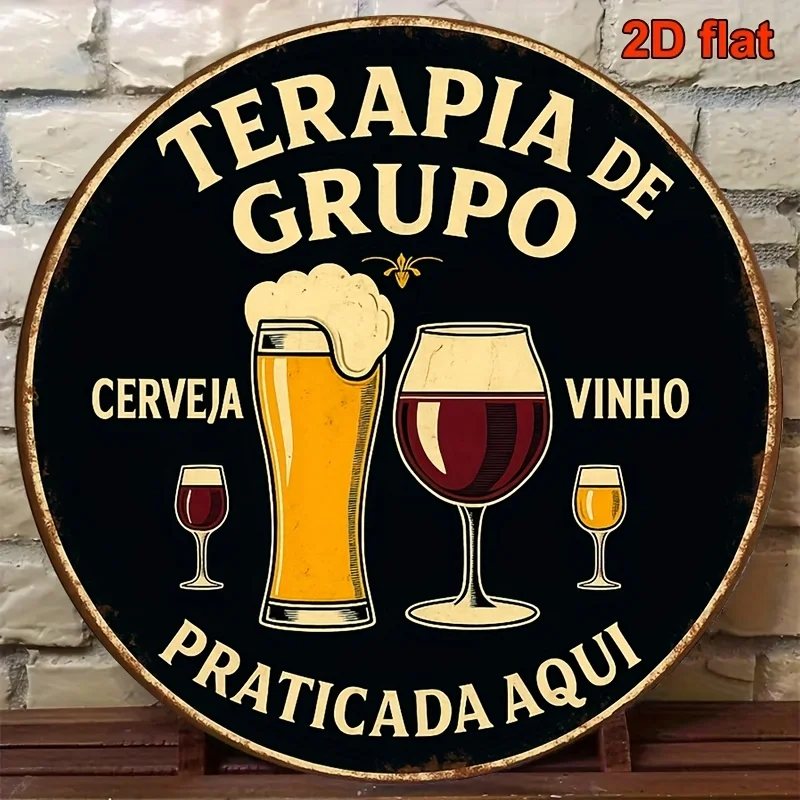 Placa Vintage Portuguesa Espanhola de Cerveja e Vinho, Letreiro Cerveza Cerveja De Vinho, Decoração de Parede Retrô Preto e Dourado para Bar e Restaurante.
