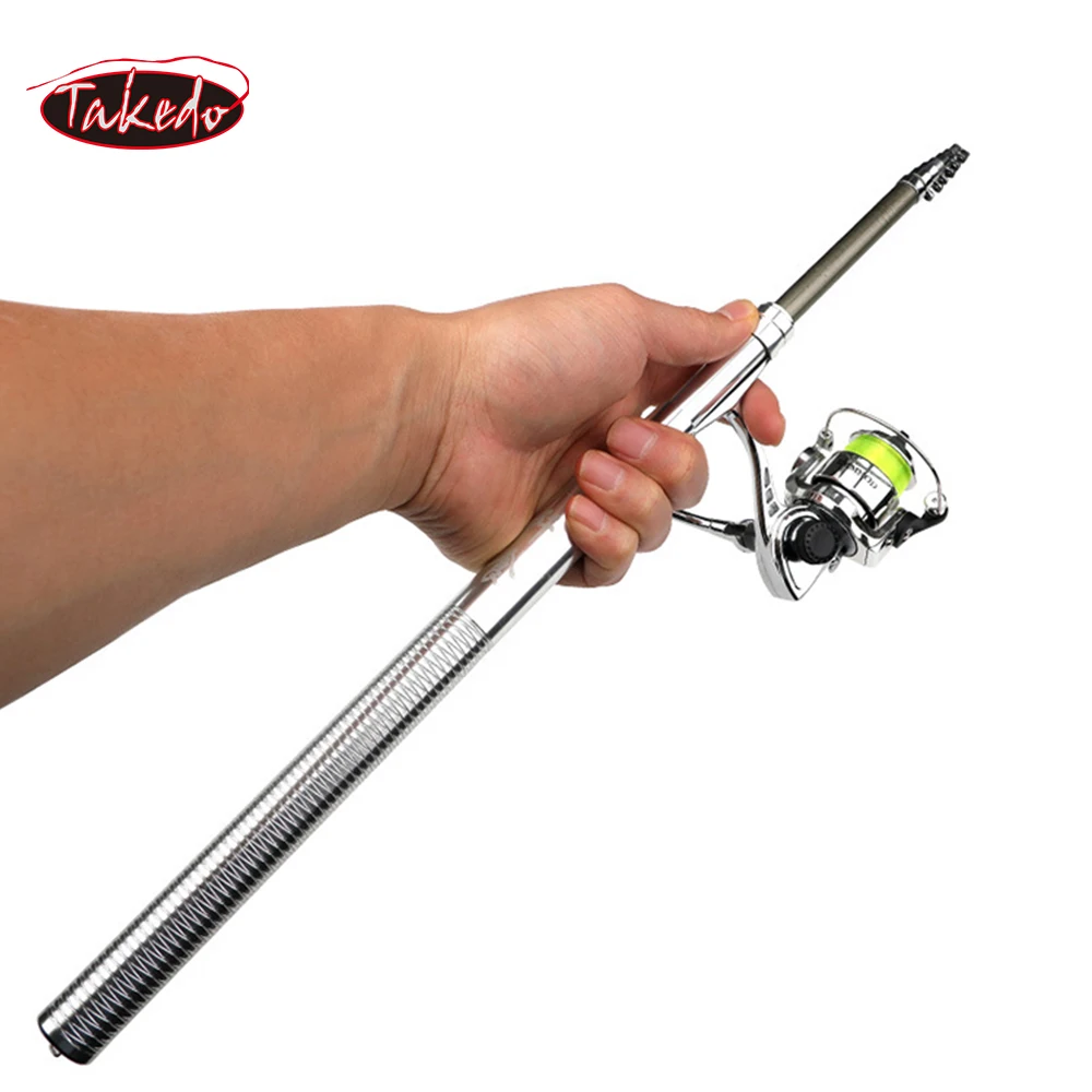 TAKEDO MY J10 1M 1.4M 1.6M Matel Mini Fishing Rod And Reel Set Telescoping Ice Fishing Rod Children Fishing Rod Set Boat Rod