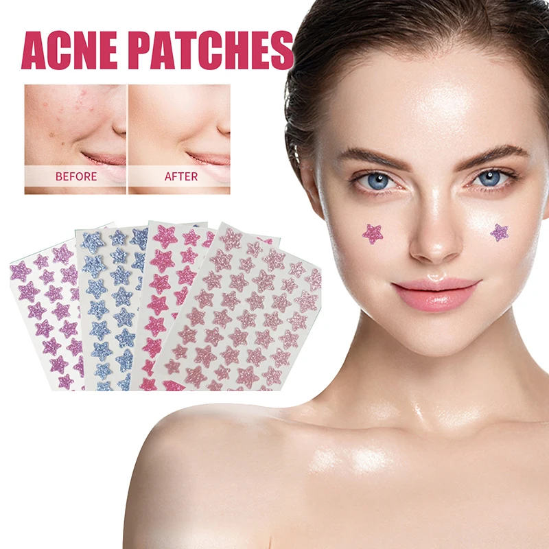 Autocollants Colorés Invisibles pour Enlever l'Acné, Patch Étoile Brillante pour les lèvent, Soins de la Peau, Correcteur de Taches pour le Visage, Maquillage de miles, 40 Pièces