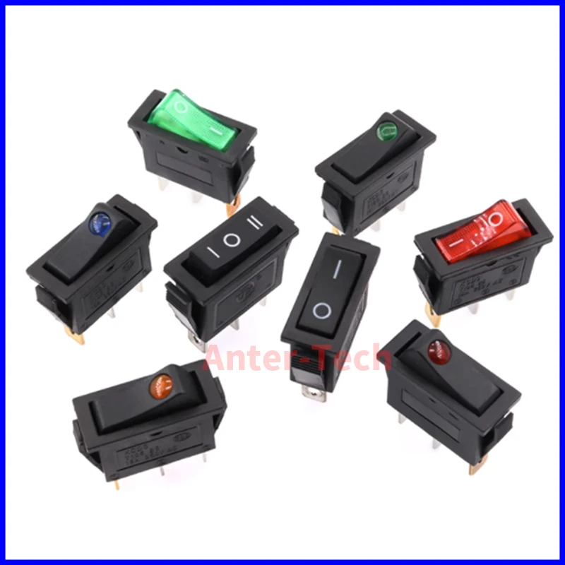 2PCS KCD3 220V ON/OFF SPST Rocker Switch Single Pole Single Throw 2 Position 20A 125VAC With LED Light